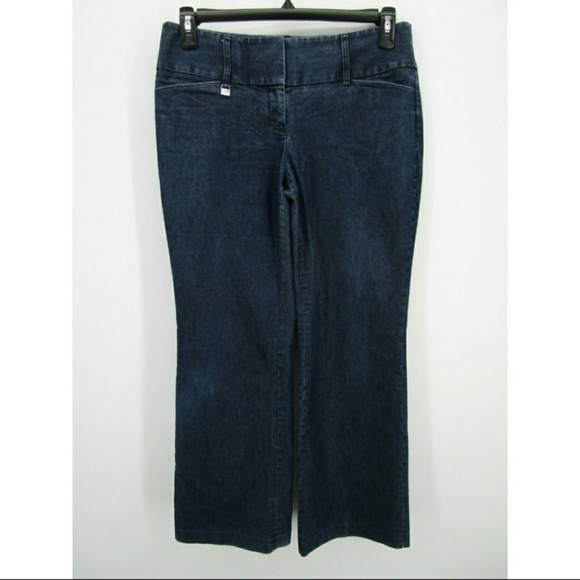 Express Editor Stretch Cropped Wide Leg Pants Dark Blue Wash Woman's Size 6 EUC - Picture 1 of 8